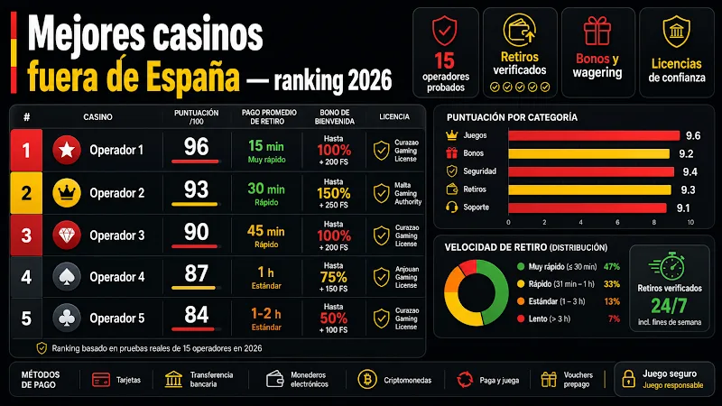 Comparativa de casinos online fuera de España 2026